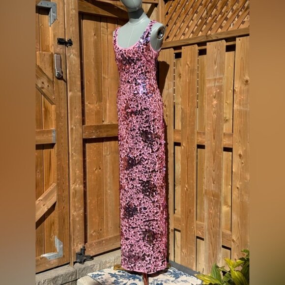 🆕 SIMKHAI 🧿 NWOT Bex Sequined Embellished Maxi Dress, Sorbet Pink- Sz US 0 - Picture 11 of 16